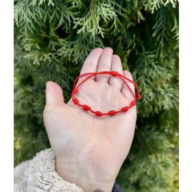 7 csomós piros karkötő