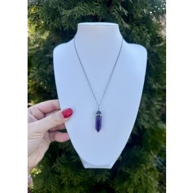 Nyaklánc ametiszt csúcs medállal (nemesacél)