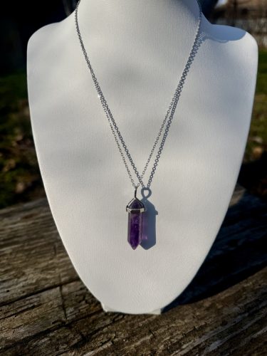 Nyaklánc ametiszt csúcs medállal (nemesacél)