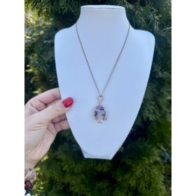 Nyaklánc ametiszt életfa medállal (nemesacél)