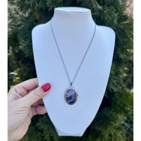 Nyaklánc ametiszt medállal (nemesacél)