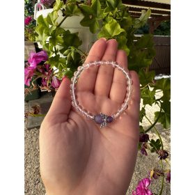 Hegyikristály karkötő ametiszt angyallal