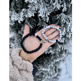 Páros ásvány karkötő mágneses medállal