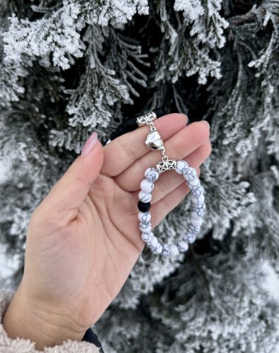 Páros ásvány karkötő mágneses medállal