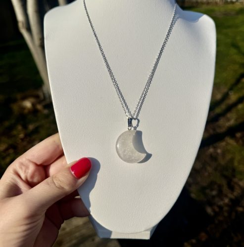 Nyaklánc szelenit hold medállal (nemesacél)